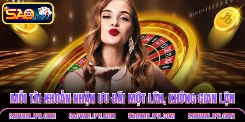 Khuyến Mãi SAOWIN – Ưu Đãi Dành Cho Hội Viên Năng Động Mỗi tài khoản nhận ưu đãi một lần, không gian lận